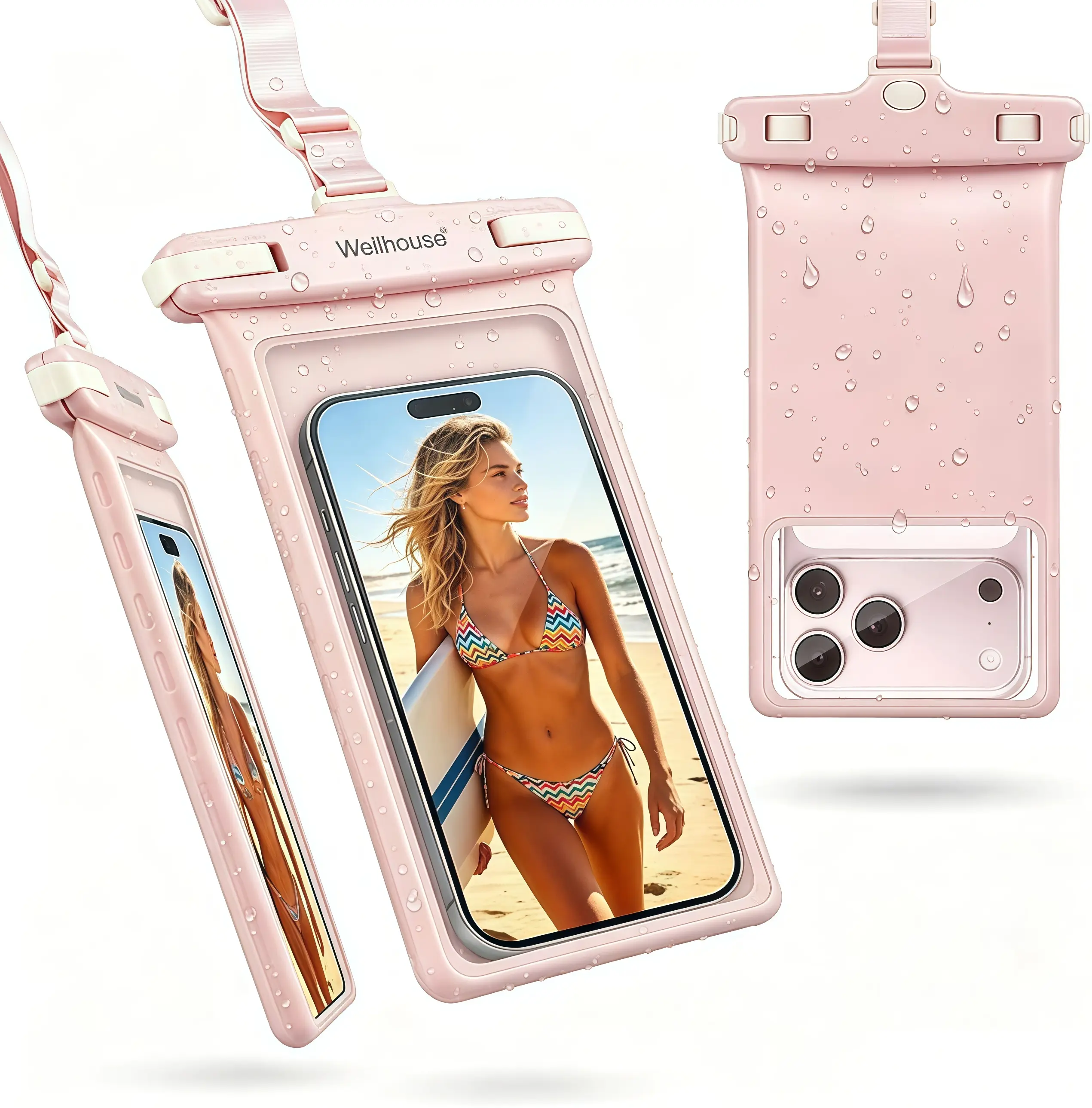 2pcs waterproof phone bag, touch screen waterproof phone case, swimming phone waterproof bag, drifting waterproof bag, hot spring phone bag, outdoor diving phone case, rider waterproof phone bag, transparent sealed waterproof bag