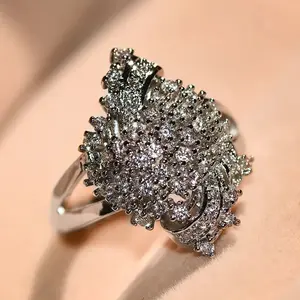Luxurious -Toned Stacked Floral Ring with Sparkling White Diamonds & Synthetic Cubic Zirconia for Bridal Engagement Wedding Bands Wide-Cut Design eleven turkish cotton queen bed frame headboard love Sterling Celtic Cat Necklace Men's Fashion Prin madison
