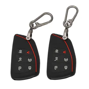 2 Pack For Gmc Key Fob Cover With Keychain  6 Buttons Silicone Rubber Case Compatible 2021 2022 2023 2024 Chevy Suburban 1500 Tahoe Yukon Denali Yg0g21tb2 Black