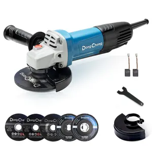 【Fathersdaygift】5-year warranty DongCheng Angle Grinder 4-1/2 inch 6.7-Amp Paddle Switch Cut off Tool 11800RPM Electric Grinder Power Tools with Cutting & Grinding Wheels, Flap Discs, Auxiliary Handle for Metal & Rust Removal Industrial