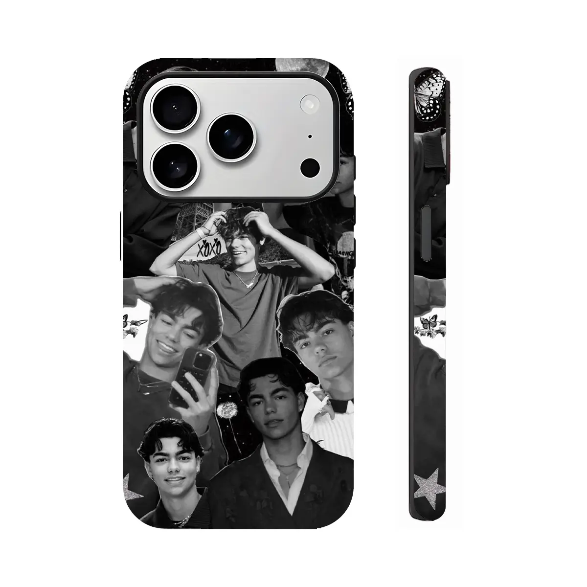 Malachi Barton Monochrome Collage Star Mobile iPhone Case for iPhone 17. PBT+TPU Dual-Layer Shockproof Protective Case, Compatible with iPhone 17/16/15/14/13/12/11 Pro Max/Plus Protection Durable