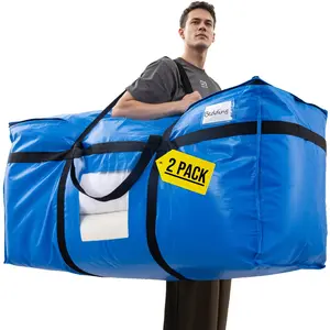 TAILI 69 Gallon Extra Large Storage Bags, XXL Blue Heavy Duty Moving Bags For Storage with Visible Window, Wrap Around Handles, Totes for Space Saving, Alternative to Moving Boxes (2 Pack)