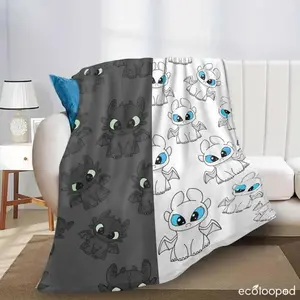 Cute Night Dragon Couple Flannel Blanket