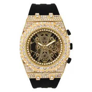 43mm Skeleton Dial Watch with Octagon Bezel – Silicone Band, Quartz Movement