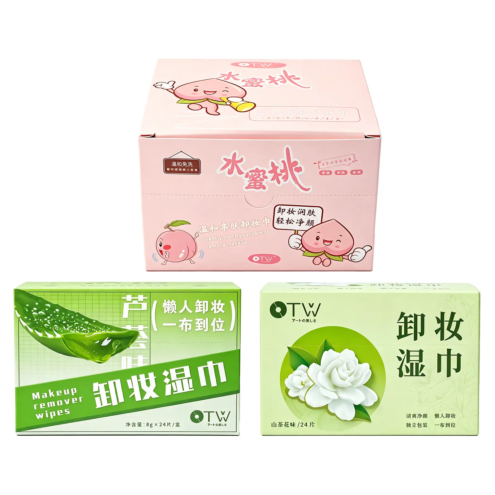 3 Boxes Individually Wrapped Alcohol-Free Plant-Based Extra Thick Face Makeup Remover Wipes, Gentle Micellar Cleansing Towelettes for Waterproof Makeup-Oil-Dirt Removal, All Skin Types, 3 Scents (Peach, Aloe, Camellia), Assorted Face Makeup Remover, Boxed