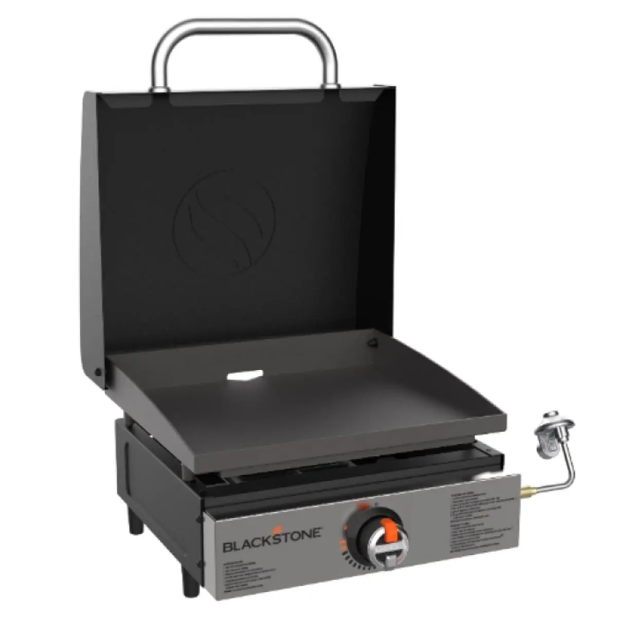 212 MAIN 17" Square Stainless Steel Tabletop Griddle - 17 in. Cooking Barbecue Grill with Classical Hood, Grease Management System, Piezo Ignition (30 lbs)