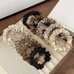 YUQUESEN Bohemian Bird's Nest Hair Clip Set - Five-Color Hair Bands with Seamless Ponytail Holders, Damage-Free Thickened Elastic Bands, Unisex - Durable Hair Accessories - Neutral Colors with High-Stretch Pleated Ties - Soft, Comfortable