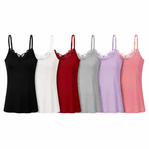 【6 Pack】Women's Lace Camisole Tank Tops, No Padding, Soft Stretch Wireless Cami for Summer, Multi-Color Pack, Comfortable Everyday Layering Tops for Casual Wear, Lightweight Breathable, Yoga, Lounge, Sleep, Home, Trendy Fashion