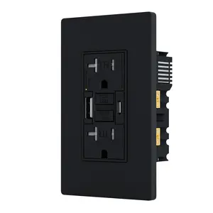 BRILLTECH 20AMP GFCI Outlet with 4.8A/24W Type A & Type C USB Charging Ports, Self-Test, Tamper Resistant, GFCI Receptacle Outlet, Screwless Wall Plate Include, ETL Listed, Black