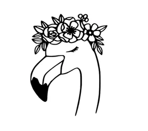 Cute Flamingo With Flower Crown 5x6 Vinyl Decal