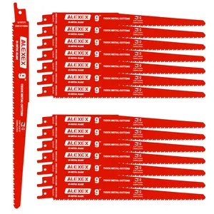 15 Pack 9 Inch 8/10 TPI Reciprocating Saw Blades for Metal Cutting and Demolition Applications, Bi-Metal Sawzall Blades for 3/16-9/16 Thick Metal, Compatible with Diablo Sawzall Blades DS0908BFD15