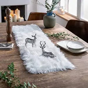 Faux Fur Table Runner,Table Runner for Soft Luxury Winter Decor Xmas White Fur Table Runner Decorations, Party Birthday Dresser Fur Cover Coffee Table Runners(White, 11.8 x 35.4 Inch) Dining Room Dinner party decorations