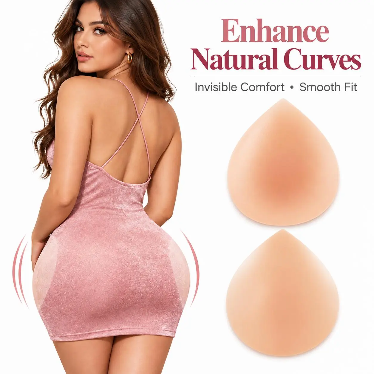 Silicone Hip Pads Adhesive for Women, Hip Dip Pad Butt Hips Pads Shapewear, Sticky Butt Lift Enhancer Pads, Reusable Silicone Hip Enhancer for Women