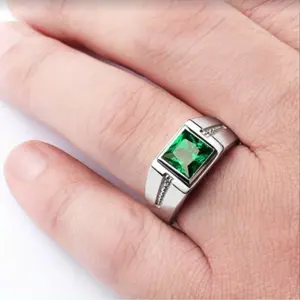 Elegant Green Cubic Zirconia Engagement Ring - Vintage & Minimalist Style, Perfect for Daily Wear or Gifting moval  engagement  ring