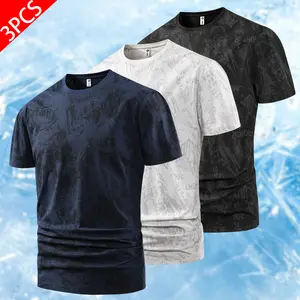 3-Pack Men's Printed Quick Dry T-Shirts, Crew Neck Short Sleeve Tees, Breathable Casual Tops for Running, Gym, Walking & Daily Wear   men's t shirts lockheed martin streetwear