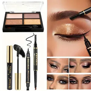 4 in 1 Matte Eye Set Waterproof Long Lasting Makeup Non Fading Eyeshadow Mascara Eyeliner No Smudge cosmetic Eyebrow Pencil Perfect Gift for Women