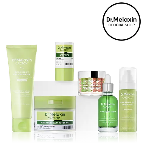 [Dr.Melaxin Official] Cactox 6-Step Pore Care Routine, 6-Piece | Gel Cleanser, Jelly Toner Pad, Serum, Serum Mist, Capsule Cream & Multi Balm | Cactus Cooling Hydration, Depuffing & Pore Minimizing | Korean Skincare
