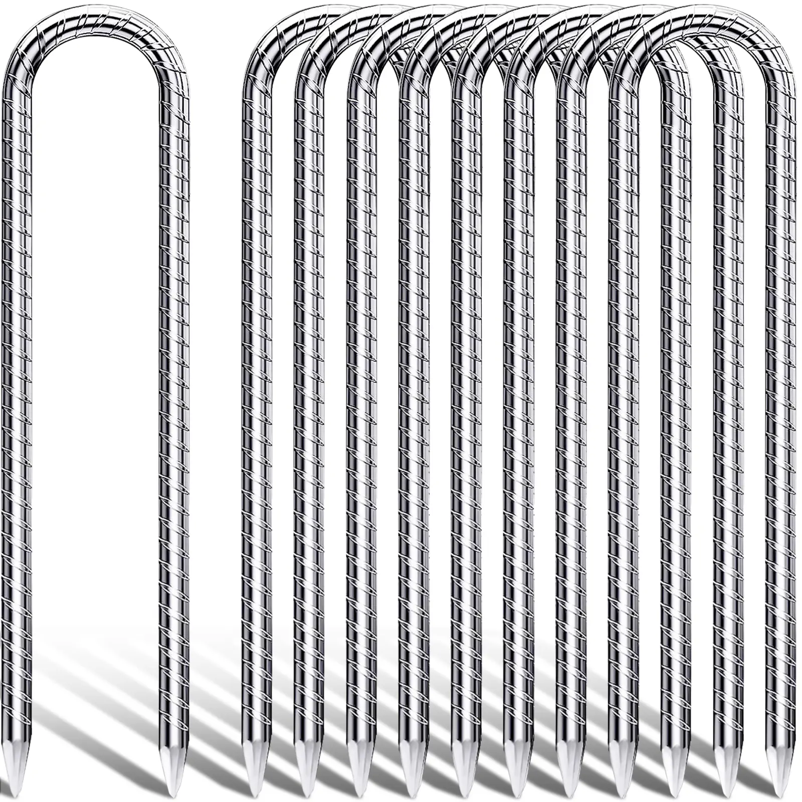 ebar Stakes 8 Pack 12 inch Trampoline Stakes U Hook Tent Stakes Heavy Duty Stakes for Gardening,Rust Resistant Mental Stakes for Camping Tents,Fence and Garden Decoration