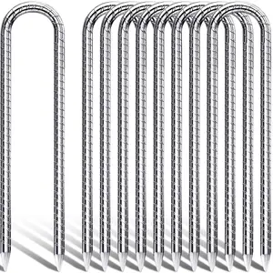 ebar Stakes 8 Pack 12 inch Trampoline Stakes U Hook Tent Stakes Heavy Duty Stakes for Gardening,Rust Resistant Mental Stakes for Camping Tents,Fence and Garden Decoration