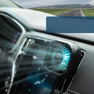 Portable Car Air Conditioning Vent Fan Powered by USB, Featuring a Gradient Colorful Ambient Light, Suitable for Front And Rear Air Vents, Without Battery,USB Powered Portable Car Air Vent Fan with Gradient Colorful Ambient Light Front Rear Vent Mounted