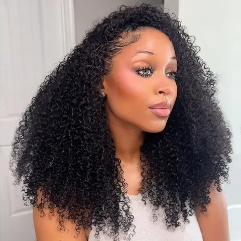 FORGIRL FOREVER Afro Curly Wear And Go Wig 7x5 Pre Cut Pre Bleached Knots Glueless Wig Quick Install Afro Curly Lace Closure Wig For Women