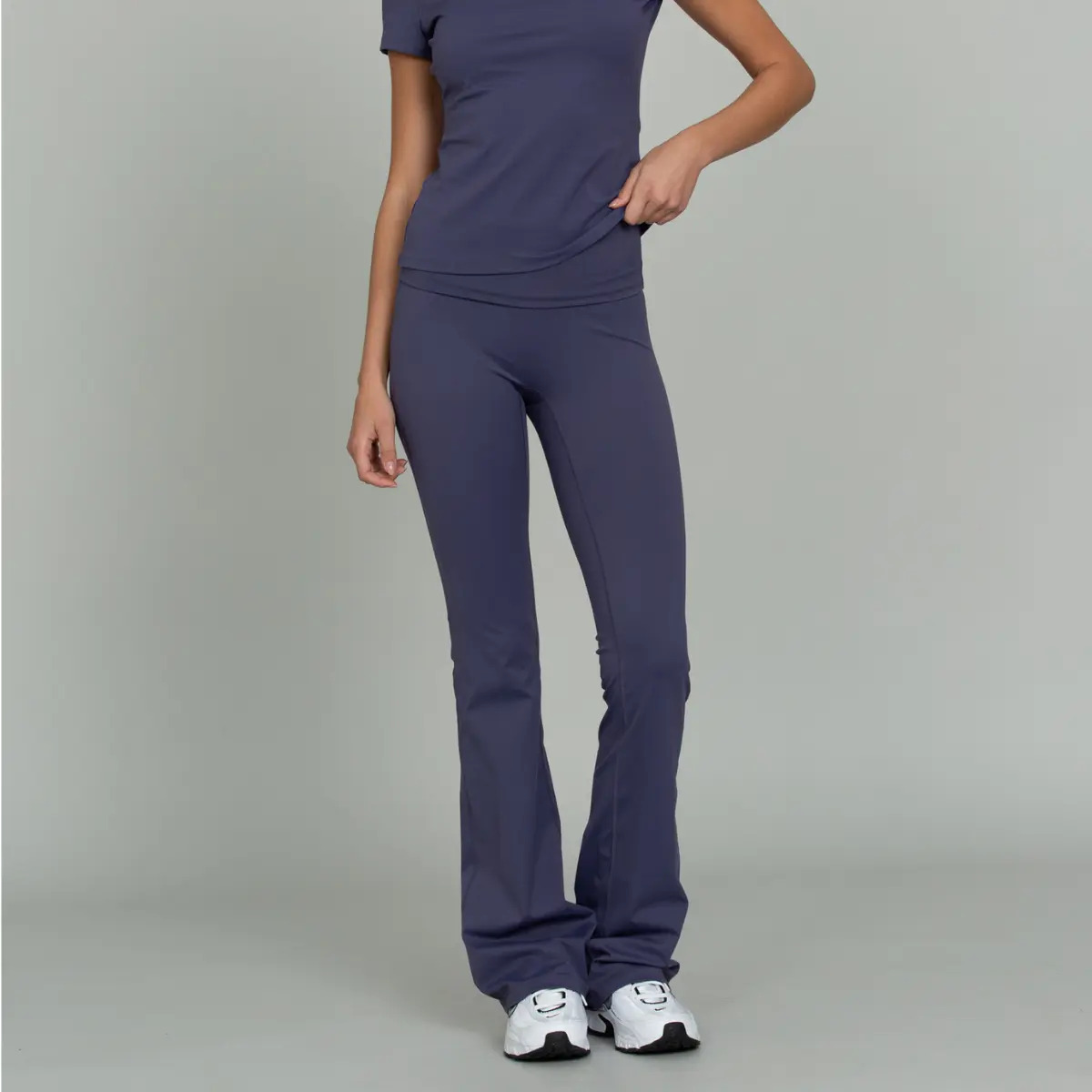 Pale Indigo Essential Foldover Flare Pant Fit Leg Pale Indigo Essential Foldover Flare Pant Fit Leg