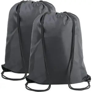 Black Drawstring Backpack Bags Bulk 2 Pack X-Large 22.4" L x 17.5" W Sports Cinch Sack Gym String Bags Machine Washable Heavy Duty String Backpack for Men Women