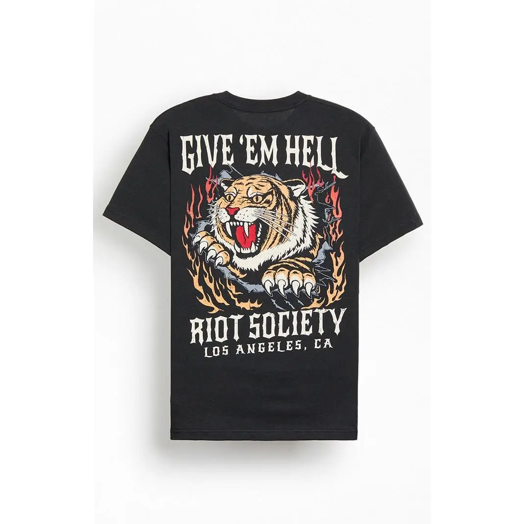 Riot Society Men's Give 'Em Hell Tiger T-Shirt - Multicolor