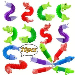 10pcs Mini Sensory Fidget Keychain, Sensory Tubes Keychains, Pop Tubes Keychain Pendant for Kids & Adults, Party Favors, Easter, Christmas, Halloween Gifts, Classroom Prizes