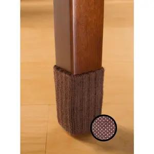 Small, Chocolate Brown Patented Chair Leg Floor Protectors with Grips, The Original Furniture Sock