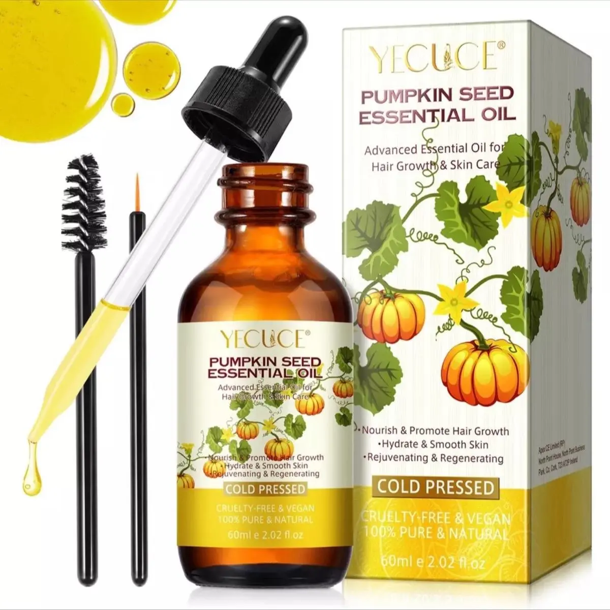 Pumpkin Seed Oil, Pure Unrefined Cold Pressed Moisturizer for Hair growth Skin and Nails hydrating and nourishing hair oil