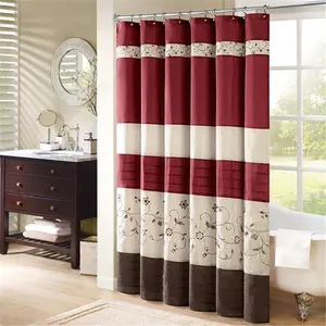 Madison Park  Serene Embroidered Shower Curtain, Red