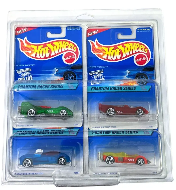 Hot Wheels 1996 Phantom Racer Series Complete 4-Piece Set - MINT Condition, Encased in Protective Case