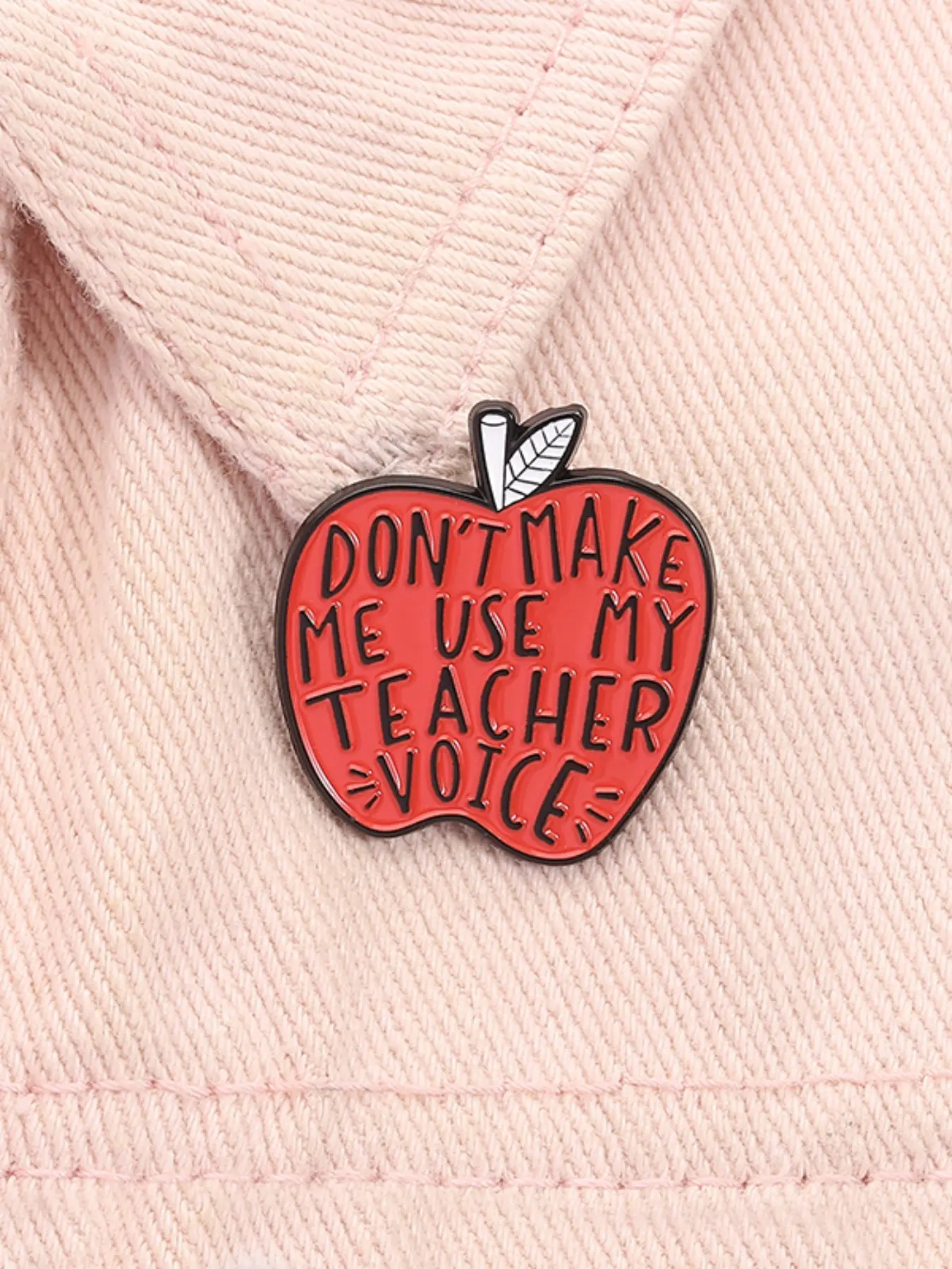 Don't Make Me Use My Teacher Voice Enamel Pin Funny Quote Red Apple Metal Brooch Lapel Backpack Badge Fashion Jewelry Accessories Gift for Teachers Educators Friends