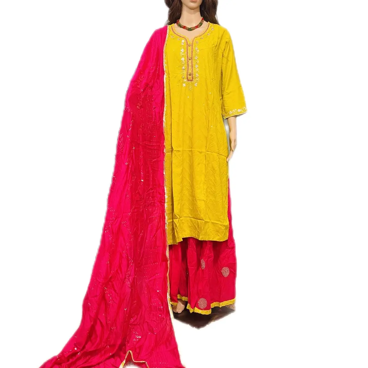 3 piece Cotton Kurti with Lehenga and silk Dupatta set. Nepali/ Indian traditional wear