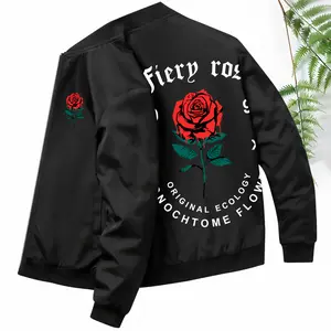Fiery Rose Men's Jacket Spring Autumn Sports Casual Outdoor Running Clothes Zipper Cardigan Retro European American Trendy Street Style Romantic Rose Flower Print Men's Clothing for Sports Running Activities