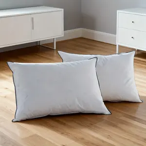 2pcs Luxury Hotel Classic Down Pillows - Egyptian Cotton Shell, 550+ Filling Power Down Filling, Soft Fabric Cover, Neck Support, Slow Rebound, Low Allergenic, Breathable, All-Season Bedding with Blue Decoration, Plush summervibes