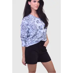 Paisley Printed V-Neck Knit Sweater