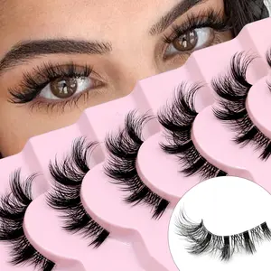 GROINNEYA 8 Pairs Fairy Eyelashes Wet Look False Eyelashes Fox Eye Lashes 3D Wispy Effect Faux Mink Eyelashes Manga Spiky Lashes Criss-Cross Full Strip Lashes Clear Thin Band Lashes,Tail Elongated Eyelashes,Suitable For Daily&Dates,Perfect Makeup