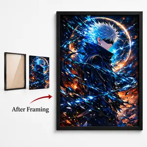 Satoru Gojo Jujutsu Kaisen Portrait Poster Anime Canvas Print Home Decorations Artistic Black Blue Design for Room Aesthetic Wall Art Poster 08x12 12x18 16x24 20x30 24x36 inches Framed Unframed Options tiktokshopspringglowup