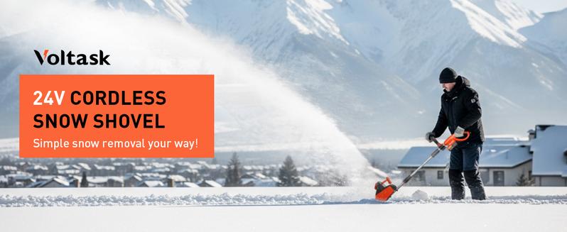 Voltask Cordless Snow Shovel 24V 13-Inch 4-Ah Battery Snow Blower with Directional Plate Adjustable Front Handle Quick Charger Included Voltask Cordless Snow Shovel 24V 13-Inch 4-Ah Battery Snow Blower with Directional Plate Adjustable Front Handle Quick Charger Included