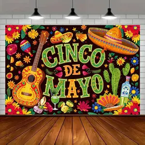 1pc 2D Flat Cinco De Mayo Polyester Party Banner - Vibrant Spring/Summer/Fall/Winter Wall Decor, Lightweight Room Decoration, Durable Festive Photo Backdrop for Home & Party Supplies White Ornaments
