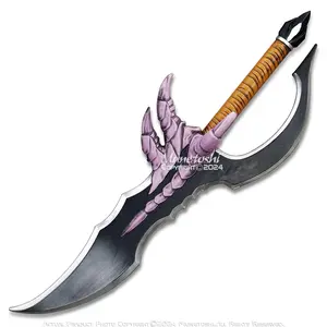Munetoshi 26" Foam Silver Kasaka Venom Fang Dagger Solo Replica Anime Cosplay Prop 3D Dragon Scale Hilt Blade LARP Home Decor