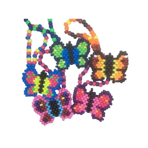 5 Kandi Single Bracelet-W/5 Different Butterfly Beaded Charms-Rave Pony Beads-EDC