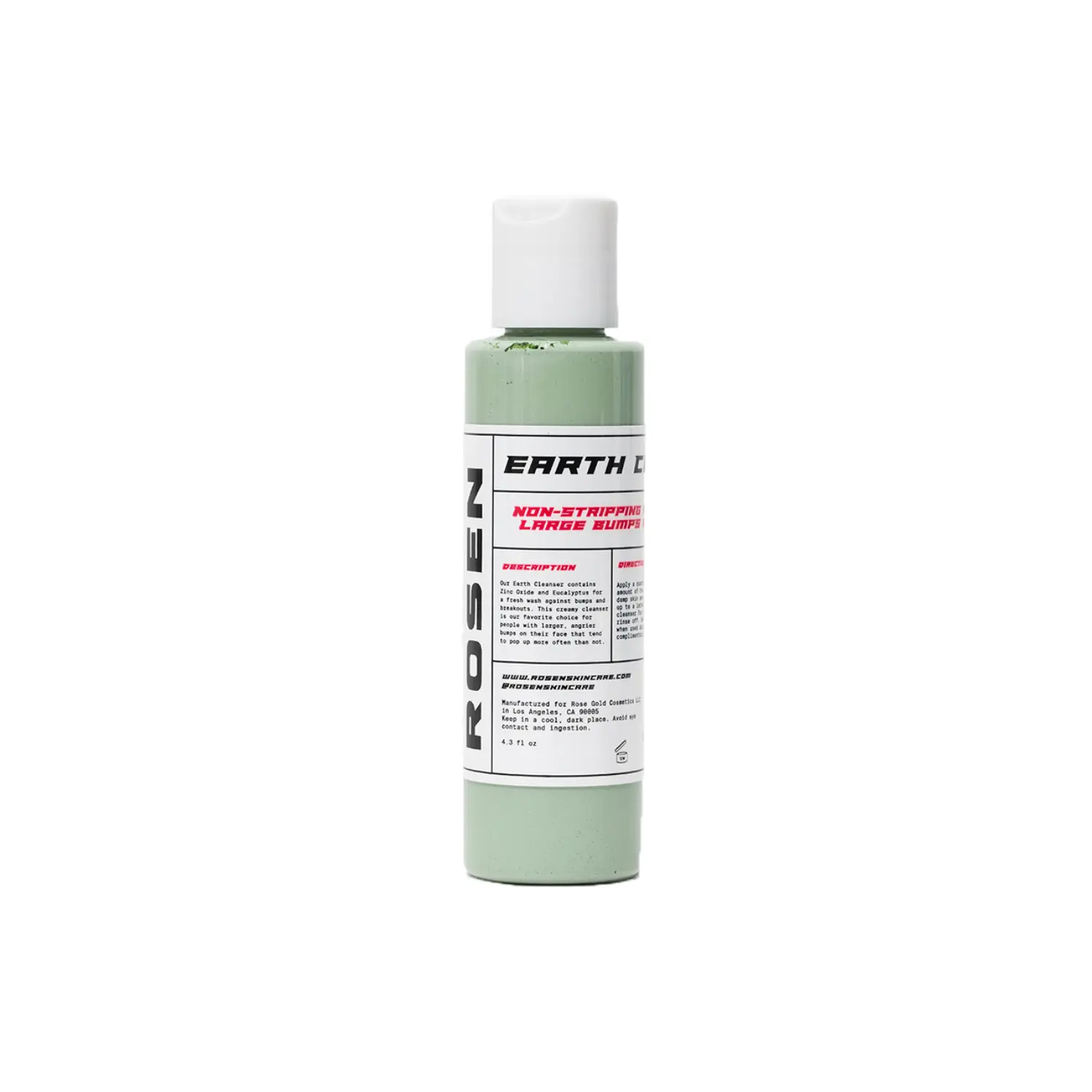 ROSEN Earth Cleanser for Acne 4 Oz US - Zinc Oxide & Tea Tree - Non-Stripping Facial Skincare for Blemish-Free Complexion