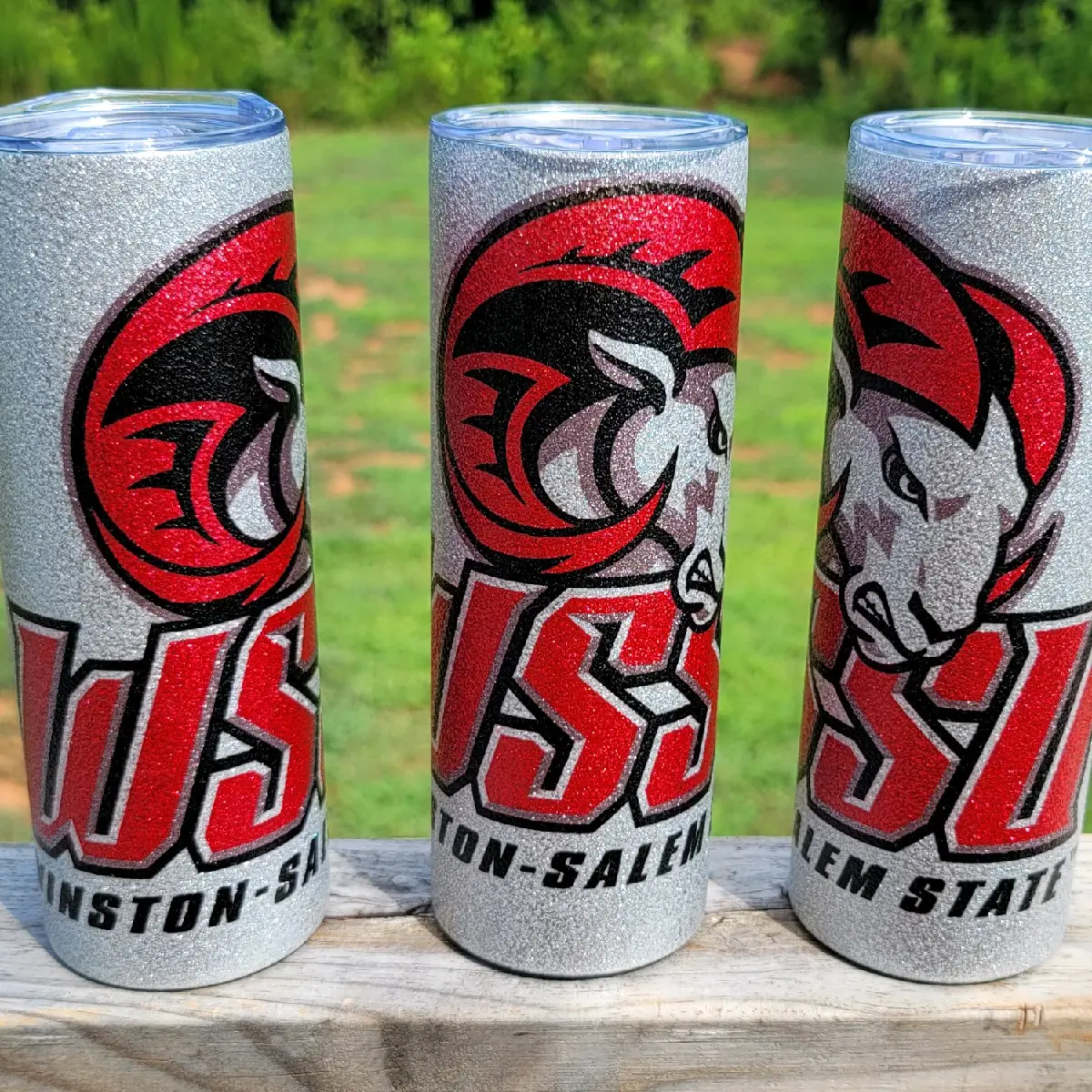 WSSU RAMS 20oz Silver Glitter Tumbler