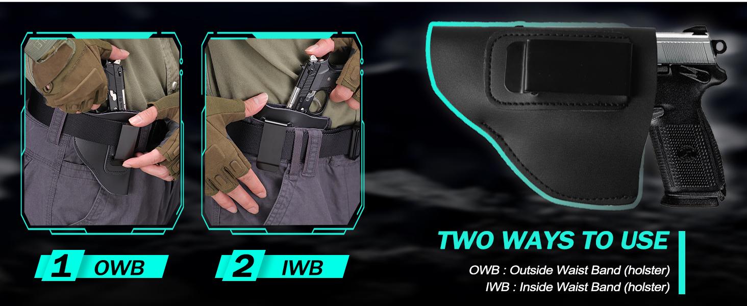 IWB Gun Holster Universal Right Hand Hunting Leather Pistol Holster Fit for Most J Frame Revolvers 38 Special Type Guns