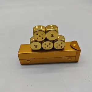 Aluminum Alloy Dice Set with Metal Box, 5 Pieces, 16mm Portable Dices, Dnd Metal Dice, 6 Sided Dice for Party Games, Includes Storage Case