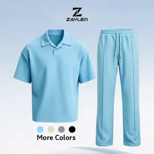 Men's Casual Polo Tracksuit Set – Short Sleeve Collared Shirt & Drawstring Pants, Lightweight Breathable Summer Outfit, Relaxed Fit 2 Piece Set