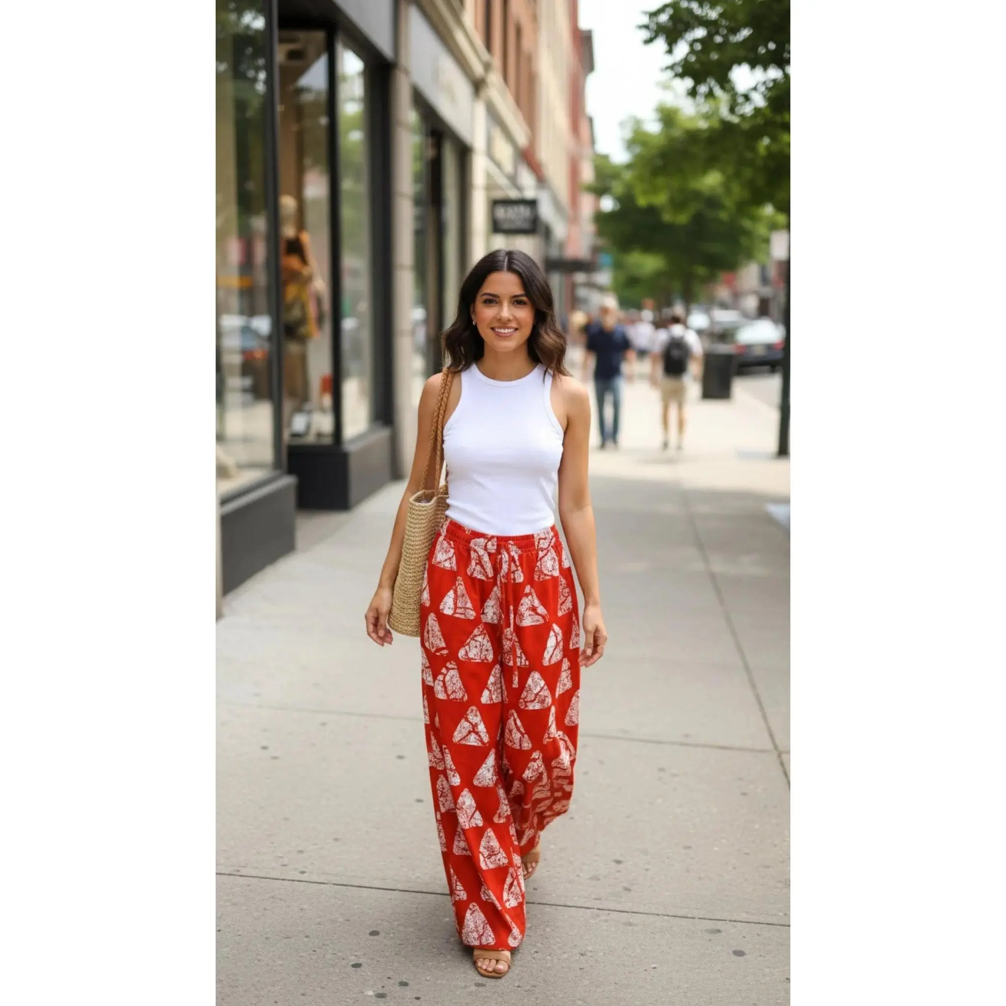 Red Clay Peaks Palazzo Pant - African Print Wide-Leg Pant (One Size | Fits US XL-3XL)